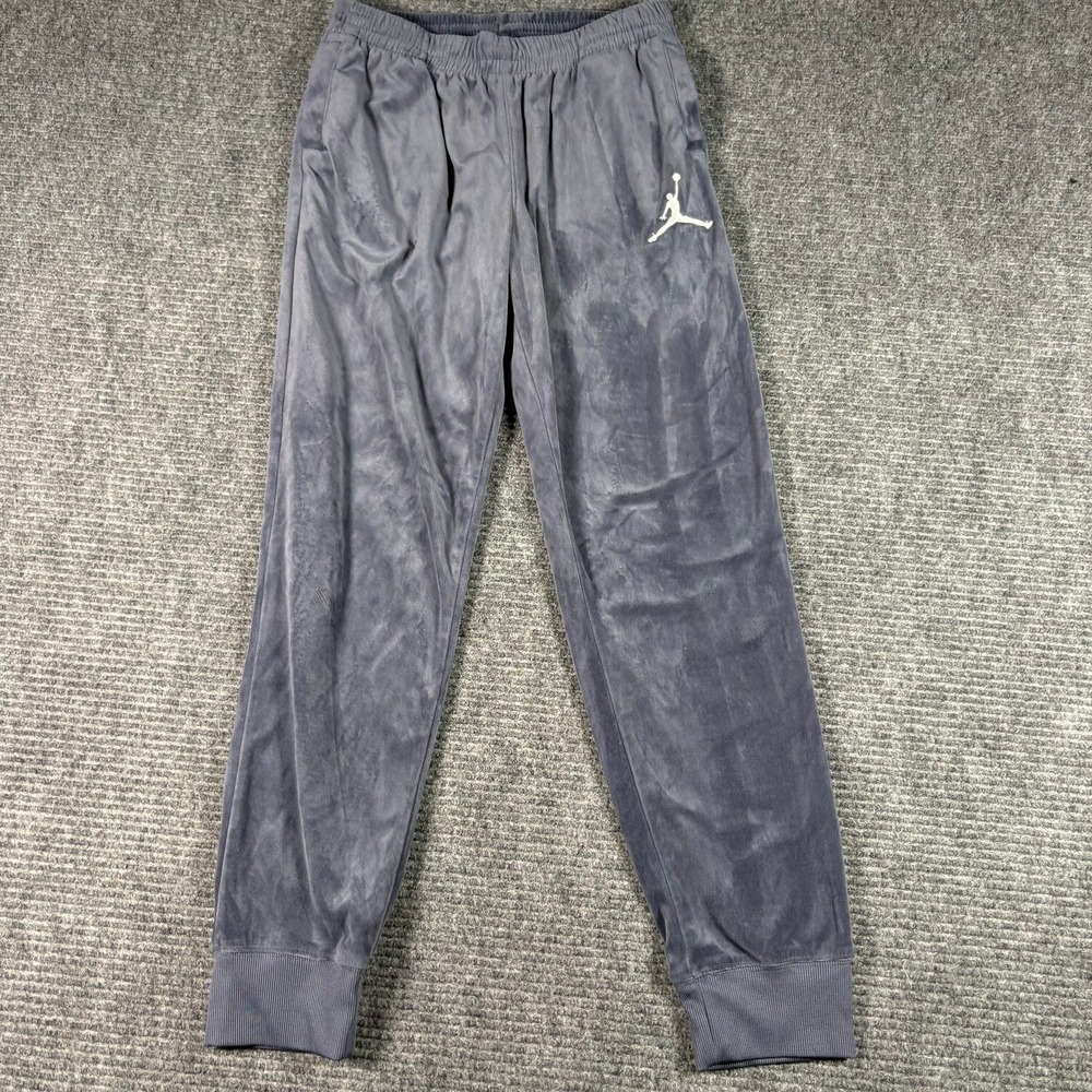 Jordan Velour Joggers Boys Large Gray Excellent Jumpman Logo Sweatpants